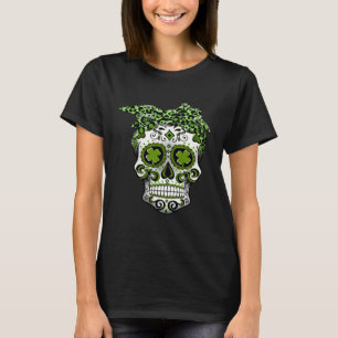 Leopard Sugar Skull St Patricks Day Women Girls T-Shirt