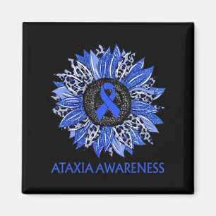 Leopard Sunflower Ataxia Awareness Blue Ribbon Sup Magnet