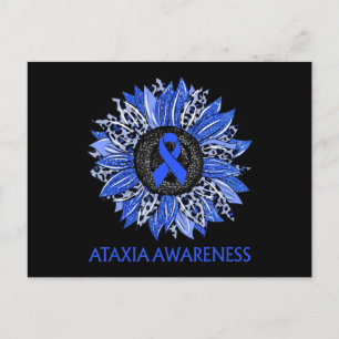Leopard Sunflower Ataxia Awareness Blue Ribbon Sup Postcard