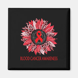 Leopard Sunflower Blood Cancer Awareness Red Ribbo Magnet