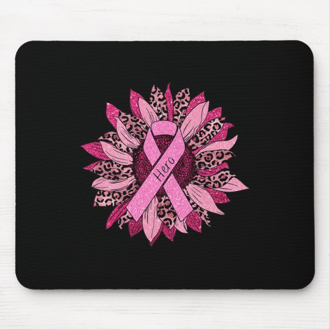 Leopard Sunflower Cheetah Breast Cancer Awareness  Mouse Mat (Front)