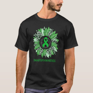 Leopard Sunflower Dwarfism Awareness Green Ribbon T-Shirt