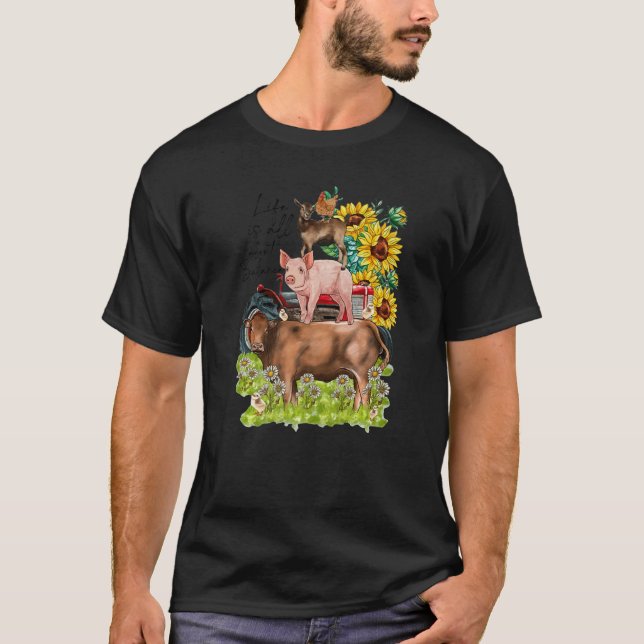 Leopard Sunflower Farm Animals Vegan Life Is About T-Shirt (Front)