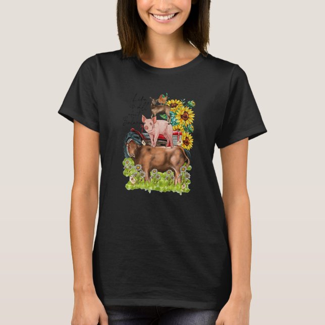 Leopard Sunflower Farm Animals Vegan Life Is About T-Shirt (Front)