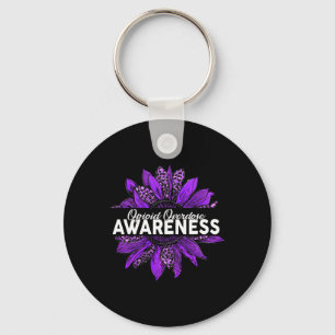 Leopard Sunflower Opioid Overdose Awareness Purple Key Ring