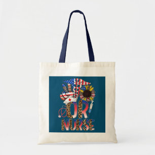 Leopard Sunflower OR Nurse American Flag Funny Tote Bag
