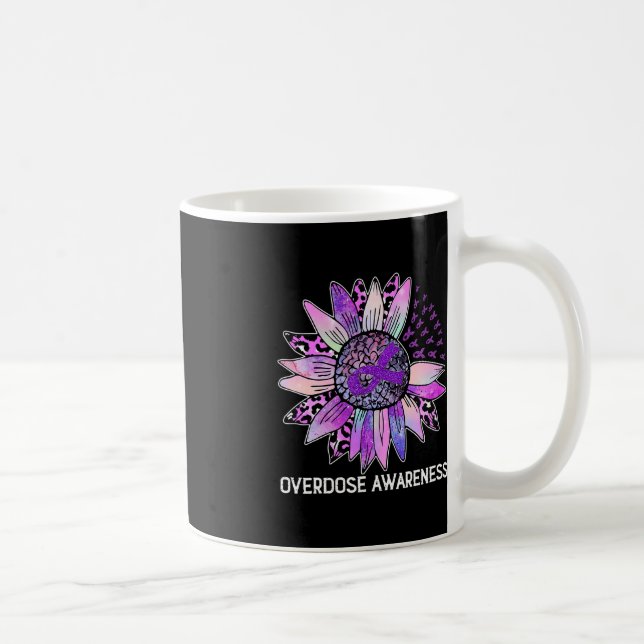Leopard Sunflower Overdose Awareness Month Purple  Coffee Mug (Right)