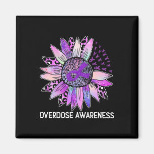 Leopard Sunflower Overdose Awareness Month Purple Magnet