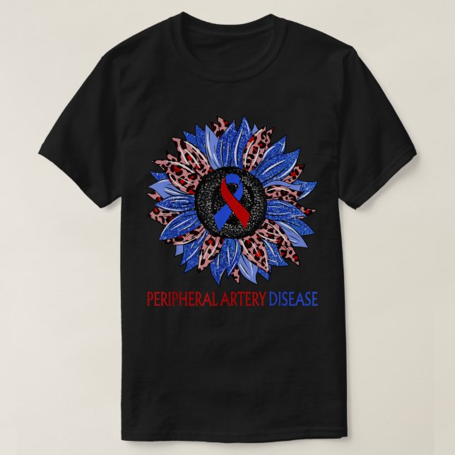 Leopard Sunflower Peripheral Artery Disease Red Bl T-Shirt (Design Front)
