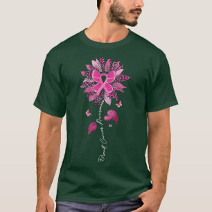 Leopard Sunflower Pink Butterfly Breast Cancer Awa T-Shirt