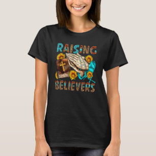Leopard Sunflower Raising Believers Jesus Cross Ch T-Shirt