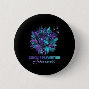 Leopard Sunflower Suicide Prevention Awareness Day 6 Cm Round Badge