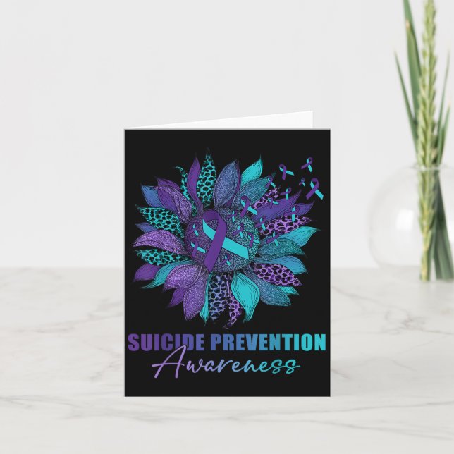 Leopard Sunflower Suicide Prevention Awareness Day Card (Front)