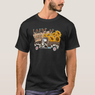 Leopard Sunflower Truck Load Of Love Western Valen T-Shirt