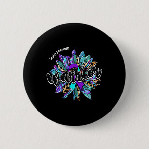 Leopard Sunflower Warrior Suicide Awareness  6 Cm Round Badge
