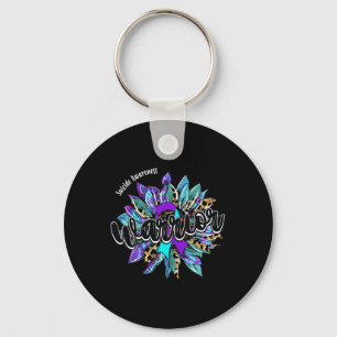 Leopard Sunflower Warrior Suicide Awareness Key Ring