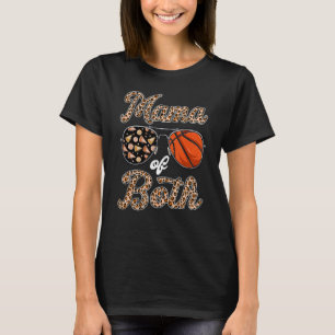 Leopard Sunglasses Cheer Basketball Mum Of Both Mo T-Shirt