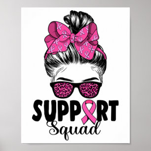 Leopard Sungles Messy Bun Support Squad Breast Can Poster