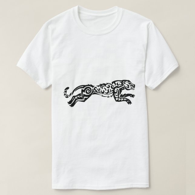 Leopard Tattoo Style Design Black White Designs T-Shirt (Design Front)