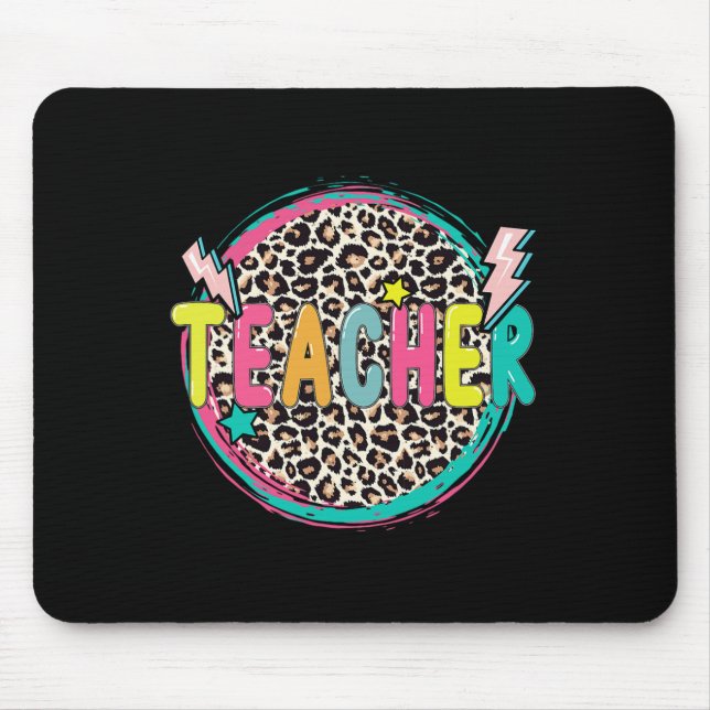 Leopard Teacher Happy First Day Of School Teacher  Mouse Mat (Front)
