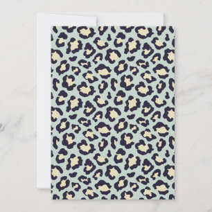 Leopard teal, black, yellow trendy holiday card