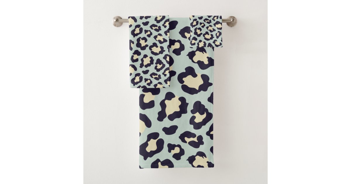 Leopard teal print bath towel set Zazzle