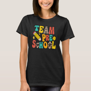 Leopard Team Preschool Pencil Pre K Teacher Back T T-Shirt
