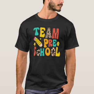 Leopard Team Preschool Pencil Pre K Teacher Back T T-Shirt