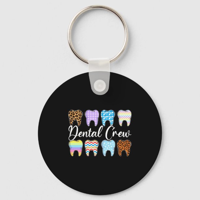 Leopard Teeth Dental Crew Happy Easter Key Ring (Front)