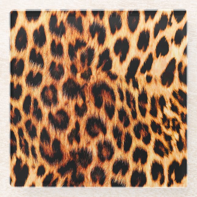 Leopard texture, African animal seamless pattern. Glass Coaster (Front)