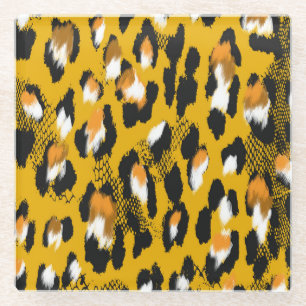 Leopard Texture Animal Print Background Glass Coaster
