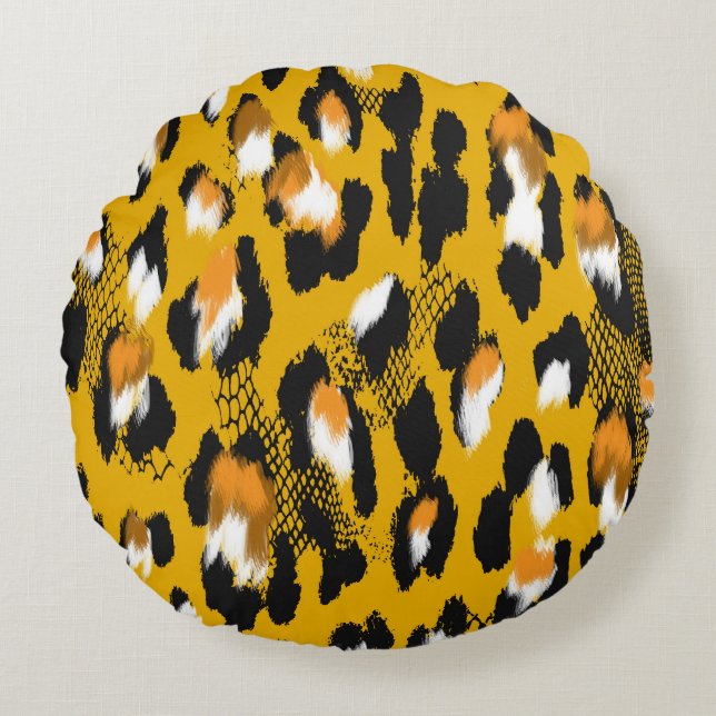 Leopard Texture Animal Print Background Round Cushion (Front)