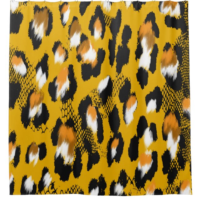 Leopard Texture Animal Print Background Shower Curtain (Front)