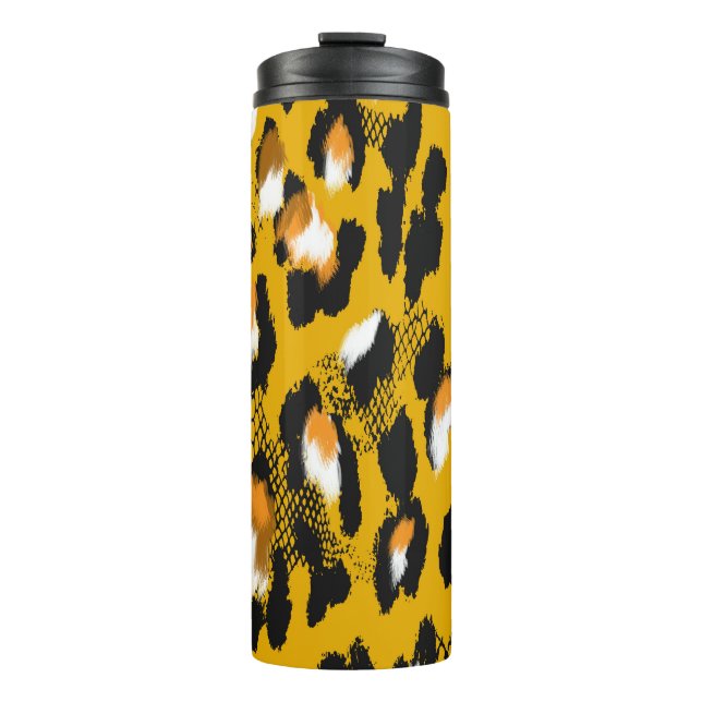 Leopard Texture Animal Print Background Thermal Tumbler (Front)