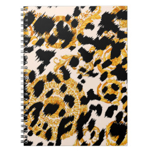 Leopard texture: gold baroque pattern. notebook