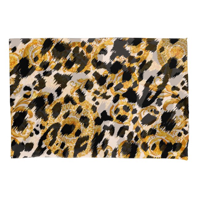 Leopard texture: gold baroque pattern. pillowcase (Front)