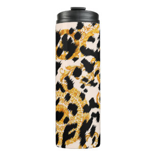 Leopard texture: gold baroque pattern. thermal tumbler