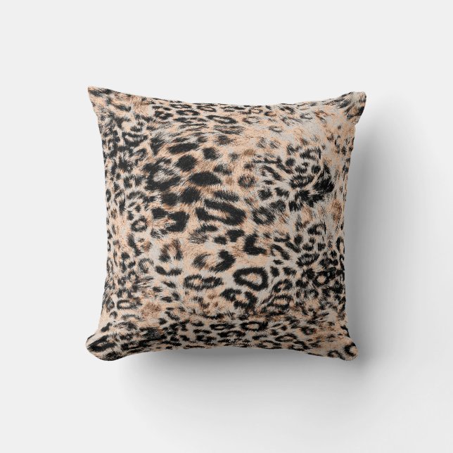 Leopard texture, leopard animal print pattern cushion (Front)