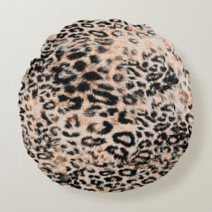 Leopard texture, leopard animal print pattern round cushion
