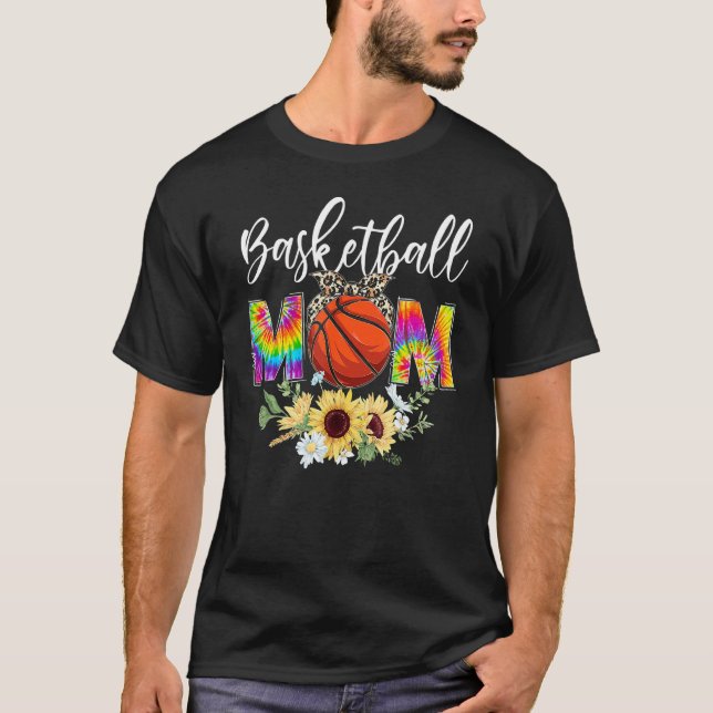 Leopard Tie Dye Basketball Mum Life Game Day Mothe T-Shirt (Front)