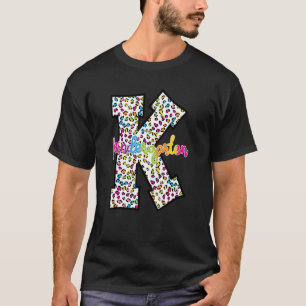 Leopard Tie Dye Kindergarten Teacher Student Back  T-Shirt