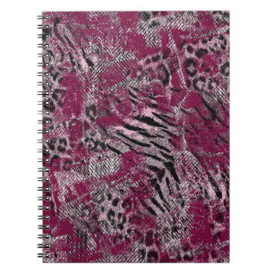 Leopard tiger grey maroon spotted notebook