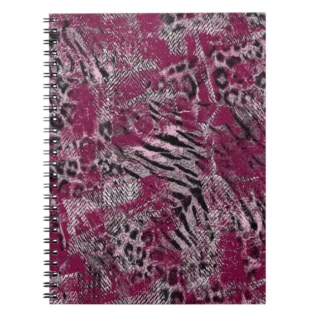 Leopard tiger grey maroon spotted notebook (Front)