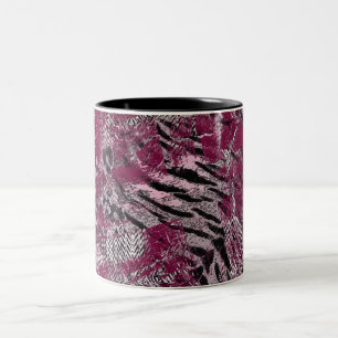 Leopard tiger grey maroon spotted Two-Tone coffee mug