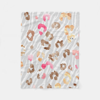 Leopard Tiger Pattern Grey Fleece Blanket