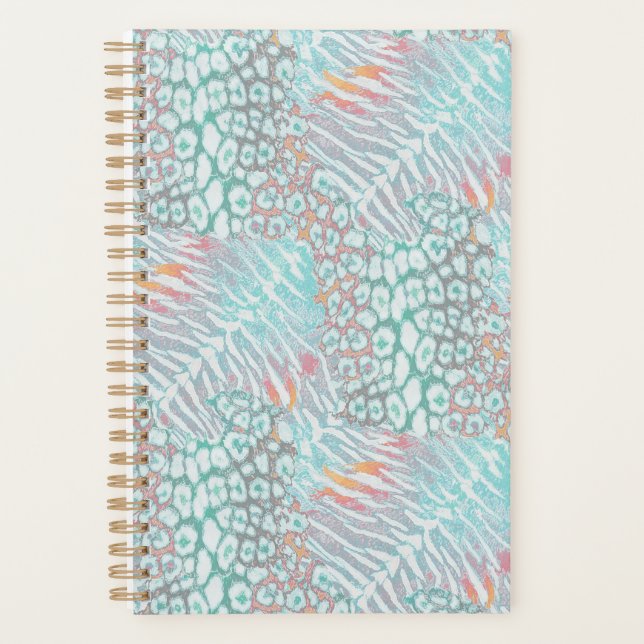 Leopard ,tiger, skin, spotted, striped, Turquoise, Planner (Front)