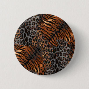 Leopard tiger skin trendy 6 cm round badge