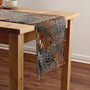 Leopard tiger skin trendy long table runner