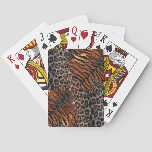 Leopard tiger skin trendy playing cards (Back)