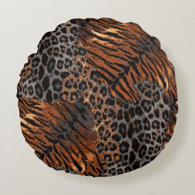 Leopard tiger skin trendy round cushion (Front)